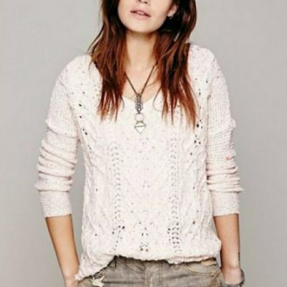 Free People Cross My Heart Oversized Sweater Mediu